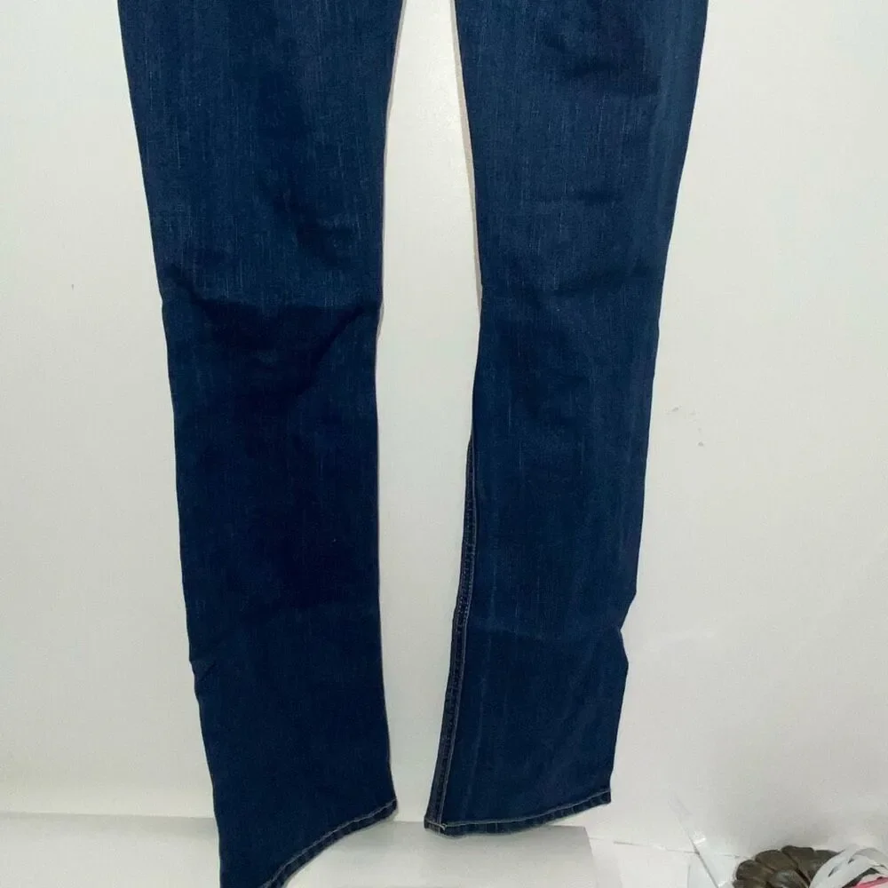Aeropostale Women's Blue Distressed Whiskering Curvy Boot Jeans Size 00‎ Long